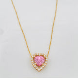 Set Cadena Veneciana + Dije Corazón Moisanitas 1.02 Qts / 2.4g / 40cm Oro Amarillo 18K