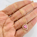 Set Cadena Veneciana + Dije Corazón Moisanitas 1.02 Qts / 2.4g / 40cm Oro Amarillo 18K