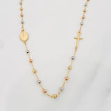 Cadena Denario Virgen Milagrosa Cruz 2.75g / 45cm / 2.2mm Tres Oros 18K