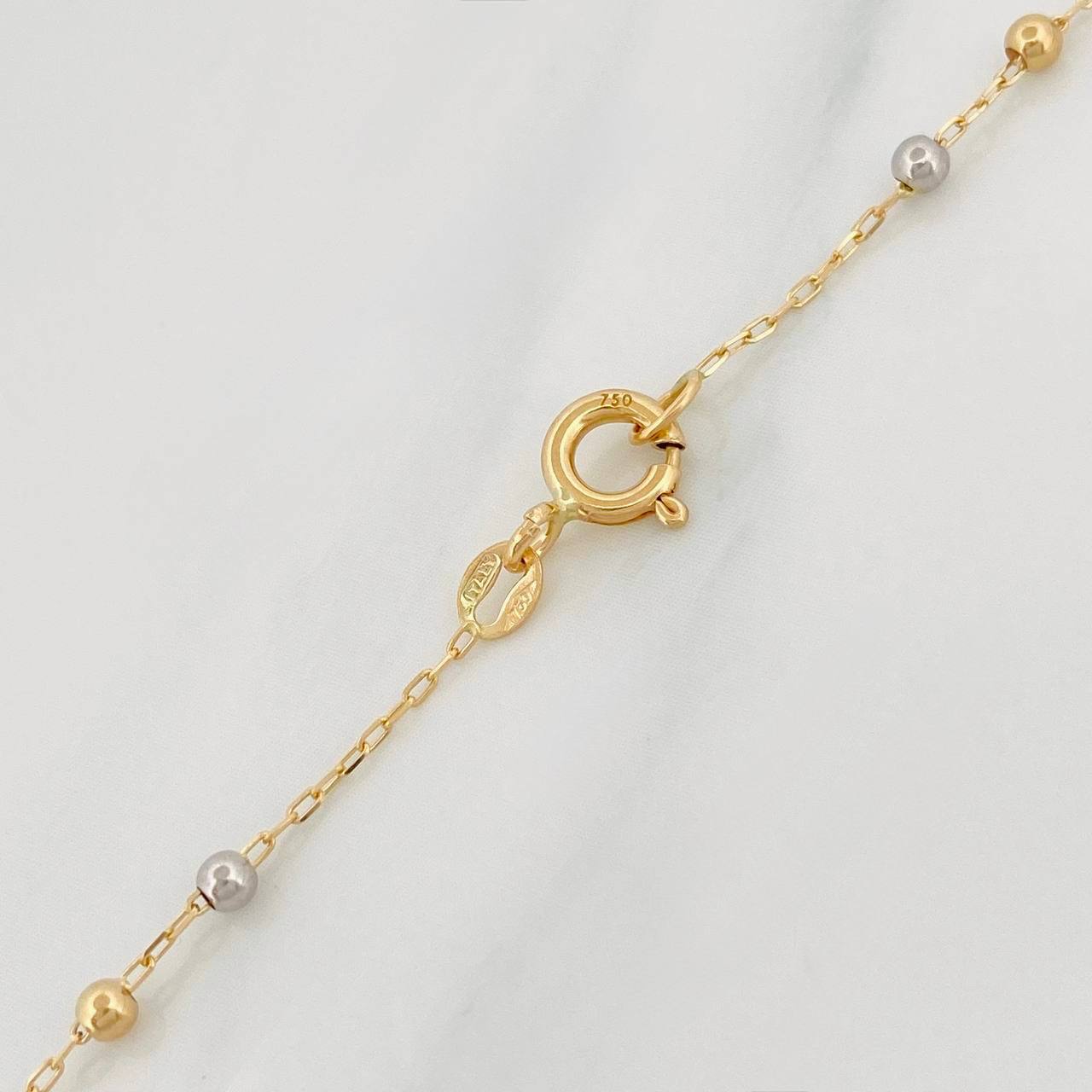 Cadena Denario Virgen Milagrosa Cruz 2.75g / 45cm / 2.2mm Tres Oros 18K