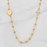 Cadena Denario Virgen Milagrosa Cruz 2.7g / 45cm / 2.1mm Oro Amarillo 18K