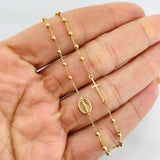 Cadena Denario Virgen Milagrosa Cruz 2.7g / 45cm / 2.1mm Oro Amarillo 18K