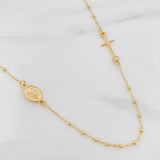 Cadena Denario Virgen Milagrosa Cruz 2.25g / 45cm / 1.5mm Oro Amarillo 18K