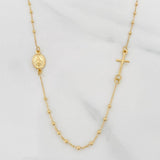 Cadena Denario Virgen Milagrosa Cruz 2.25g / 45cm / 1.5mm Oro Amarillo 18K