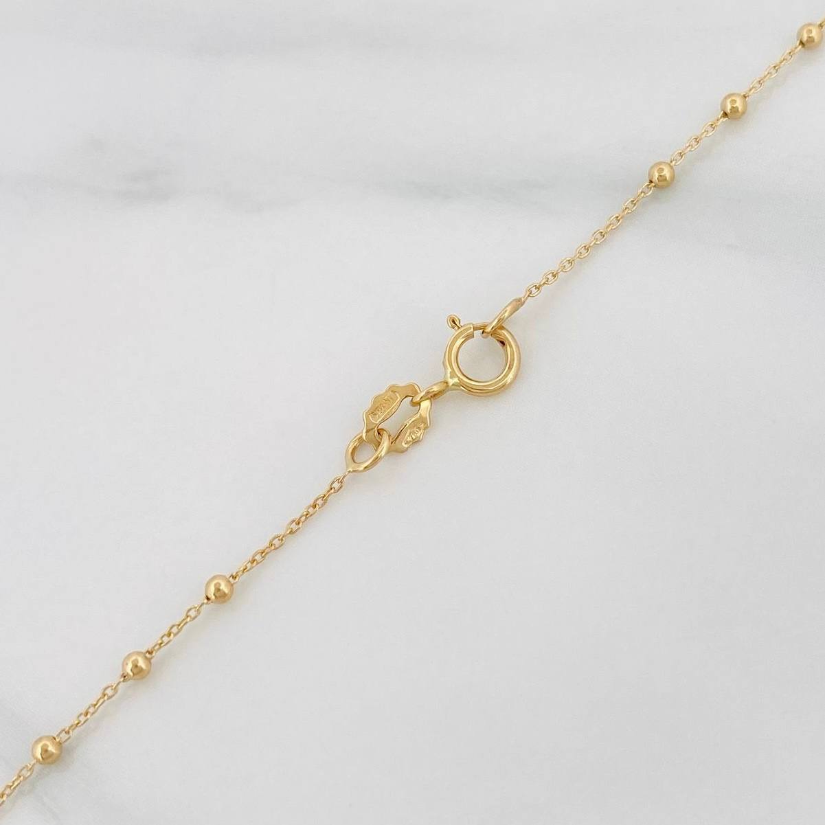 Cadena Denario Virgen Milagrosa Cruz 2.25g / 45cm / 1.5mm Oro Amarillo 18K