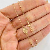 Cadena Denario Virgen Milagrosa Cruz 2.25g / 45cm / 1.5mm Oro Amarillo 18K