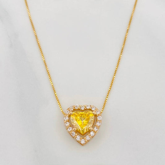 Set Cadena Veneciana + Dije Corazon Moisanitas 1.02 qts / 2.3g / 40cm Oro Amarillo 18K
