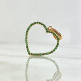 Dije Silueta Corazón 1.75gr / 3.2cm / Circones Verdes Oro Amarillo 18K