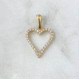 Dije Silueta Corazón 2.2gr / 3cm / Circones Blancos Oro Amarillo 18K