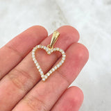 Dije Silueta Corazón 2.2gr / 3cm / Circones Blancos Oro Amarillo 18K