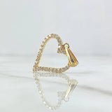 Dije Silueta Corazón 2.2gr / 3cm / Circones Blancos Oro Amarillo 18K