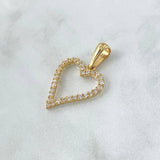 Dije Silueta Corazón 2.2gr / 3cm / Circones Blancos Oro Amarillo 18K