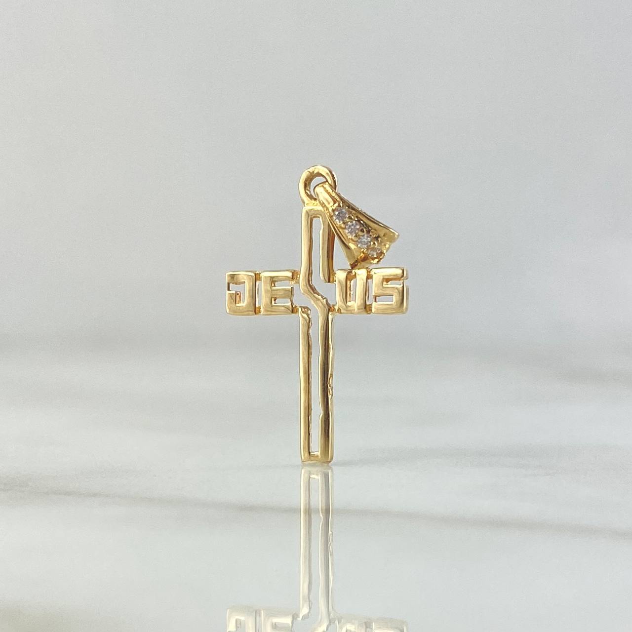 Dije Cruz Jesus 1gr / 2.5cm / Circones Blancos Oro Amarillo 18K