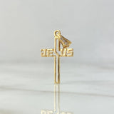 Dije Cruz Jesus 1gr / 2.5cm / Circones Blancos Oro Amarillo 18K