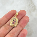 Dije Virgen Guadalupe 3gr / 2.8cm / Circones Blancos Azul Fucsia Oro Amarillo 18K
