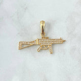 Dije Arma 2.75gr / 3.4cm / Circones Blancos Oro Amarillo 18K