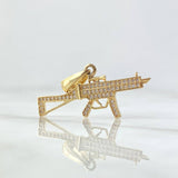 Dije Arma 2.75gr / 3.4cm / Circones Blancos Oro Amarillo 18K