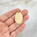 Dije Placa Octagonal 2.55gr / 3.4cm / 2.8mm*1.7mm Bordes Diamantados Oro Amarillo