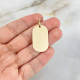 Dije Placa Rectangular Redondeado 2.45gr / 3.3cm / 2.8mm*1.5mm Oro Amarillo