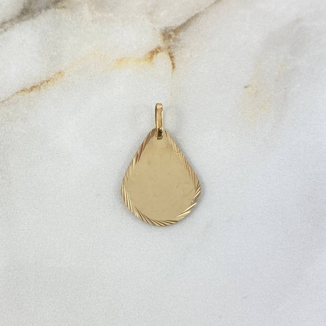 Dije Placa Gota 1.8gr / 2.8cm / 2.2mm*1.8mm Bordes Diamantados Oro Amarillo