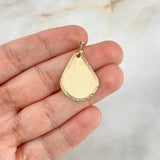 Dije Placa Gota 1.8gr / 2.8cm / 2.2mm*1.8mm Bordes Diamantados Oro Amarillo