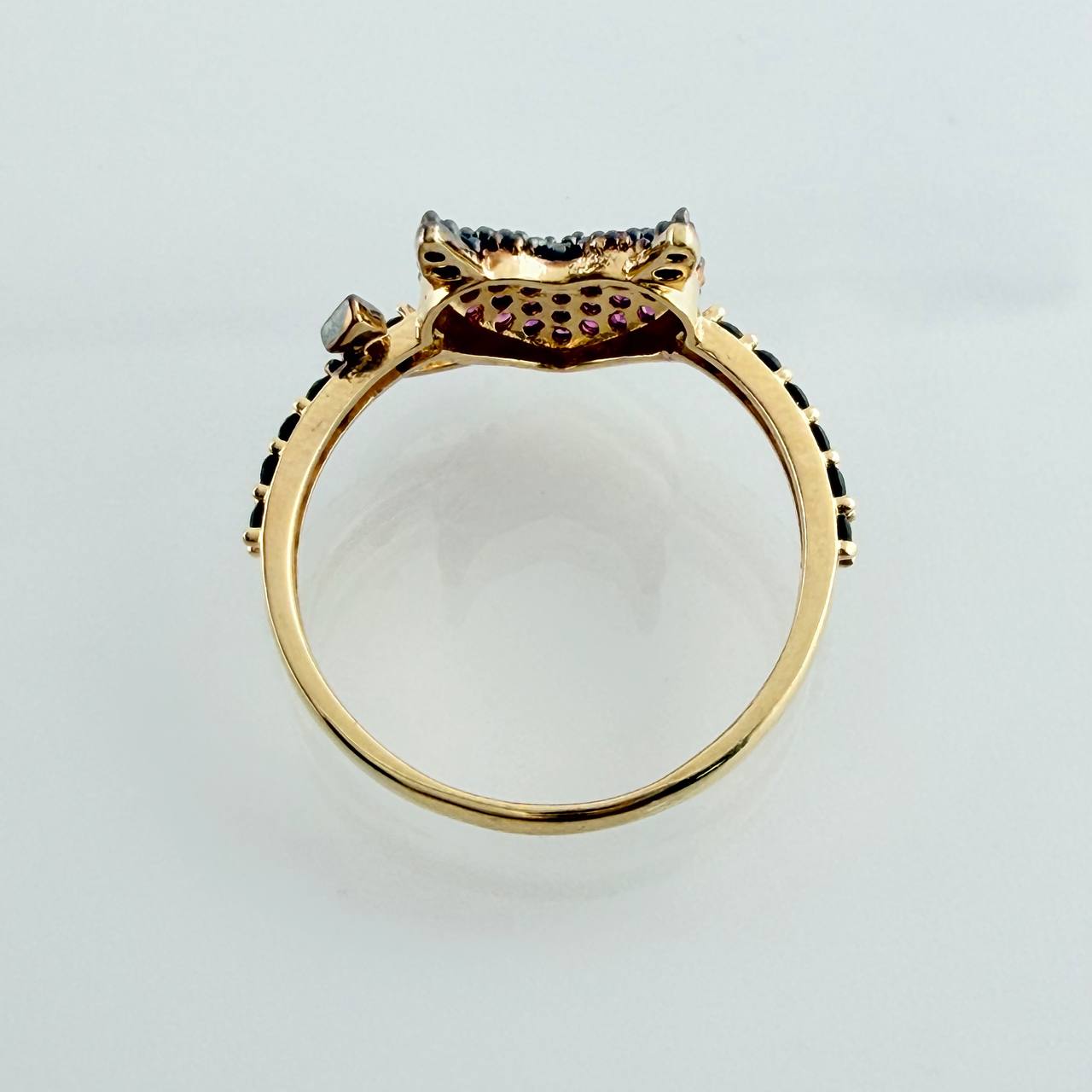 Anillo Corazon Devil 2.6gr / T7 1/4 /  Dos Oros Negro Amarillo  18K %