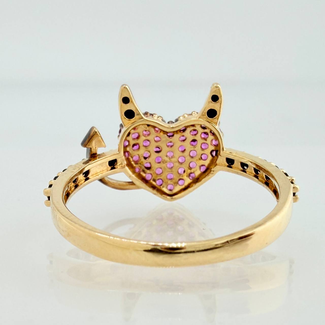 Anillo Corazon Devil 2.6gr / T7 1/4 /  Dos Oros Negro Amarillo  18K %