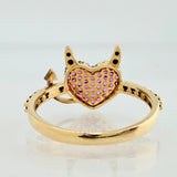 Anillo Corazon Devil 2.6gr / T7 1/4 /  Dos Oros Negro Amarillo  18K %