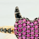 Anillo Corazon Devil 2.6gr / T7 1/4 /  Dos Oros Negro Amarillo  18K %