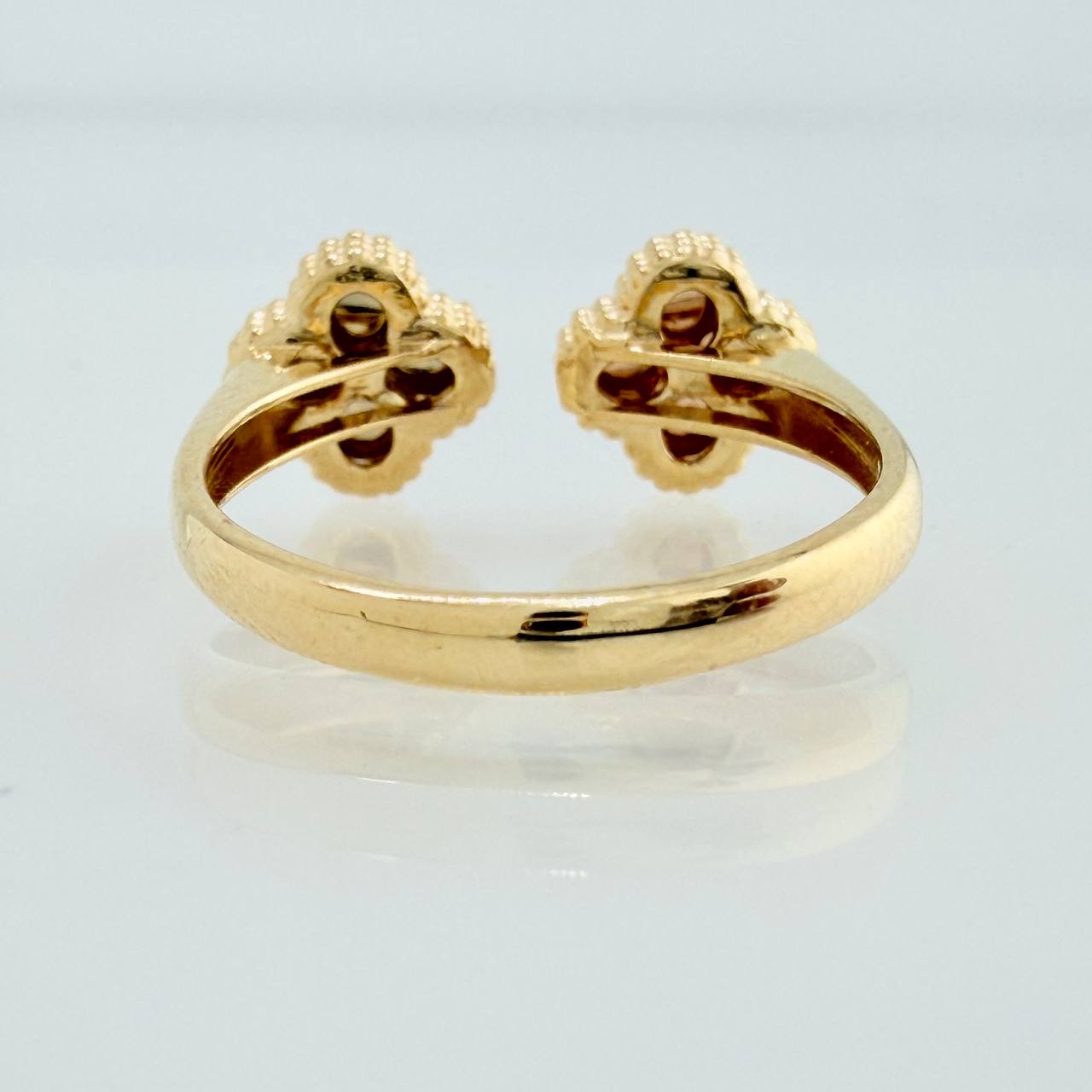 Anillo Doble Trebol 3gr / T5 1/2 / Tres Oros 18K