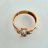 Anillo Cruz Cristo 3.35gr / T7 3/4 / Dos Oros Rosa Blanco 18K %