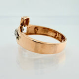 Anillo Cruz Cristo 3.35gr / T7 3/4 / Dos Oros Rosa Blanco 18K %