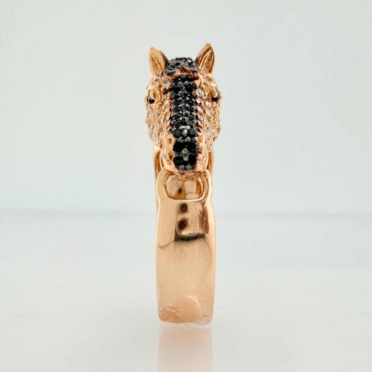 Anillo Caballo 6.75gr / T10 1/4 / Dos Oros Negro Rosa 18K %