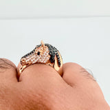 Anillo Caballo 6.75gr / T10 1/4 / Dos Oros Negro Rosa 18K %