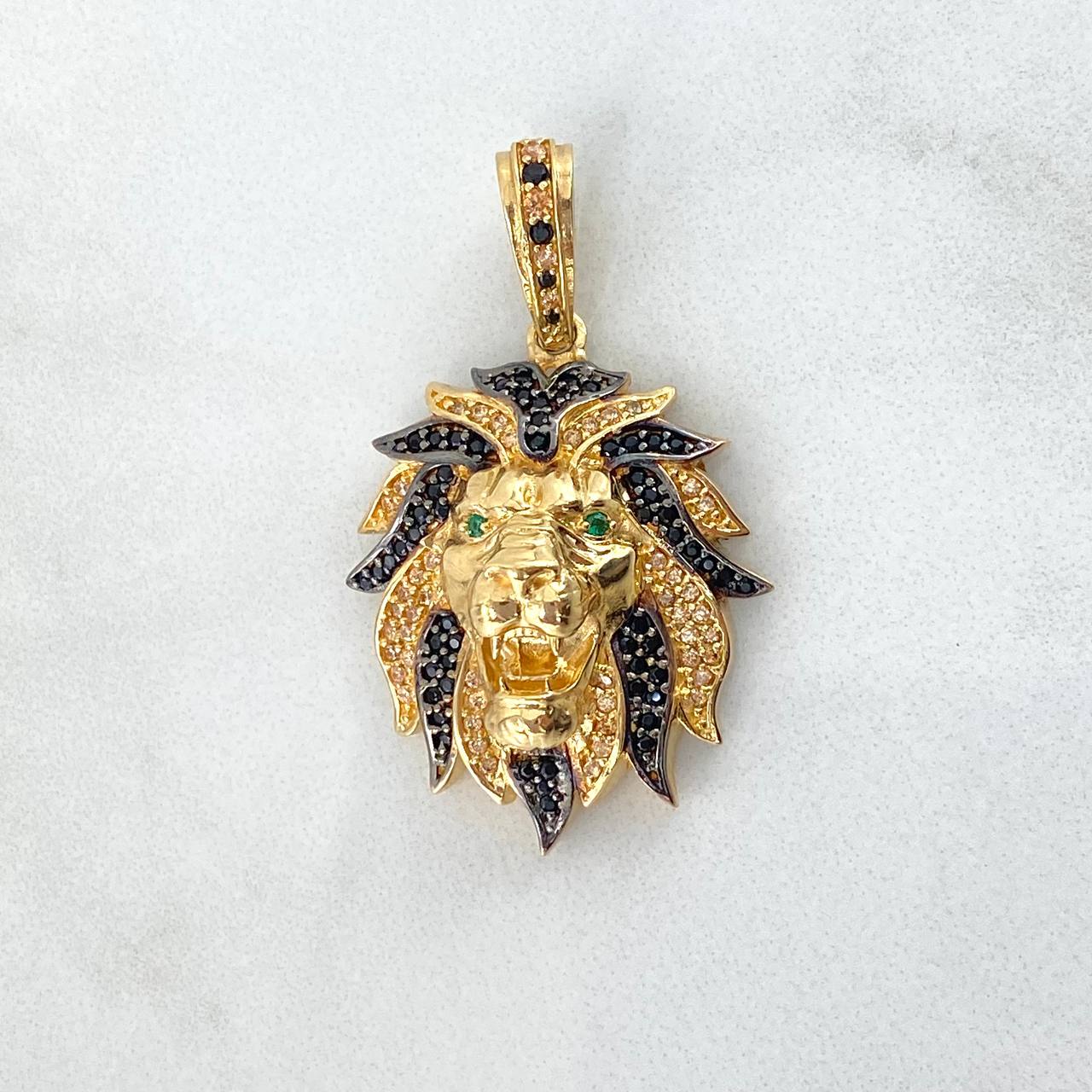Dije Leon 8.1gr / 3.8cm / Circones Blancos Negros Oro Amarillo *