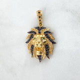 Dije Leon 8.1gr / 3.8cm / Circones Blancos Negros Oro Amarillo *