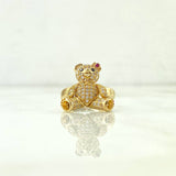 Anillo Oso Articulado 5.85gr / T7 1/4 / Circones Blancos Fucsias Oro Amarillo *