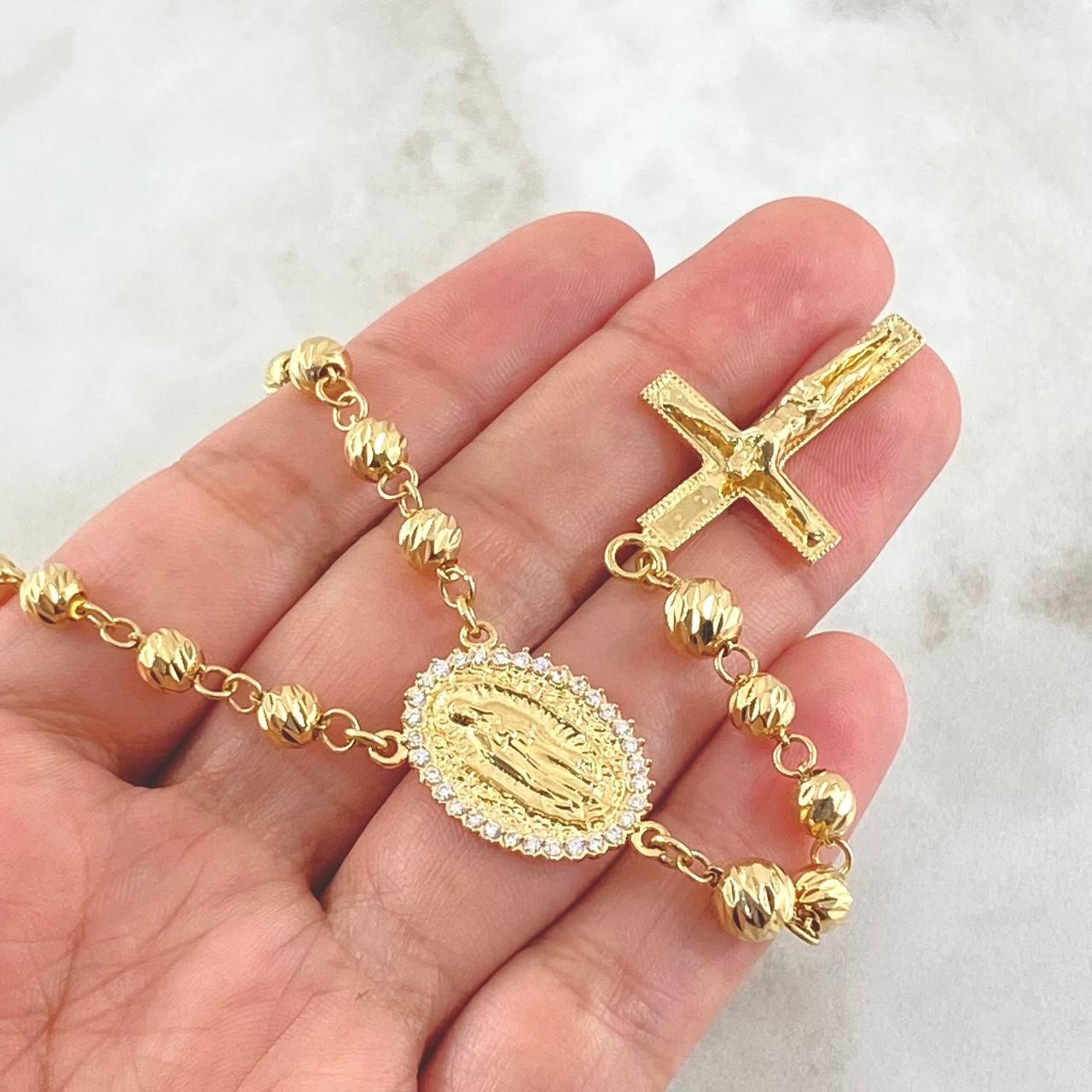 Rosario Virgen de Guadalupe Cruz 25.8gr / 65cm / Oro 18K ©