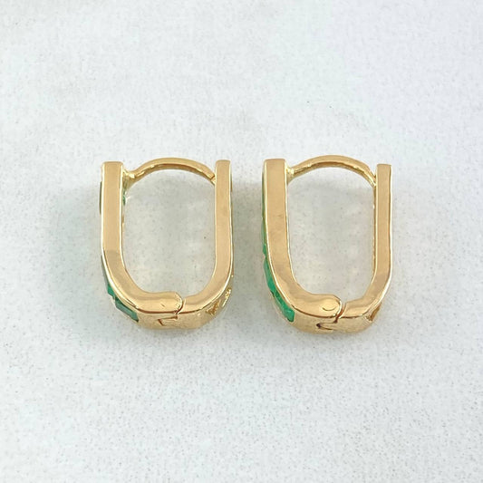 Candongas Curvas Perpendiculares Esmeraldas 56pts 2.9gr / 1.5cm / Oro 18K ©