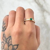 Anillo Solitario Marco Esmeraldas 25pts Diamantes 25pts  3.05gr / T6 1/2 / Oro 18K ©