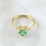 Anillo Solitario Corazón Agarrado Esmeralda 82pts 2.9gr / T7 / Oro 18K ©