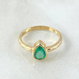 Anillo Solitario Gota Esmeralda 78pts 2.8gr / T5 3/4 / Oro 18K ©