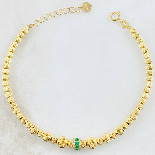 Pulso Militar Luna Esmeraldas 20pts Diamantes 40pts 5.55gr / 18.5cm / Oro Amarillo 18K ©