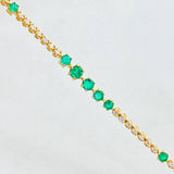 Pulso Tennis Segmentado Esmeraldas 60pts Diamantes 78pts 6.05gr / 17cm / Oro Amarillo 18K ©