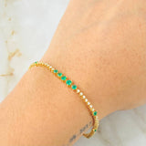 Pulso Tennis Segmentado Esmeraldas 60pts Diamantes 78pts 6.05gr / 17cm / Oro Amarillo 18K ©