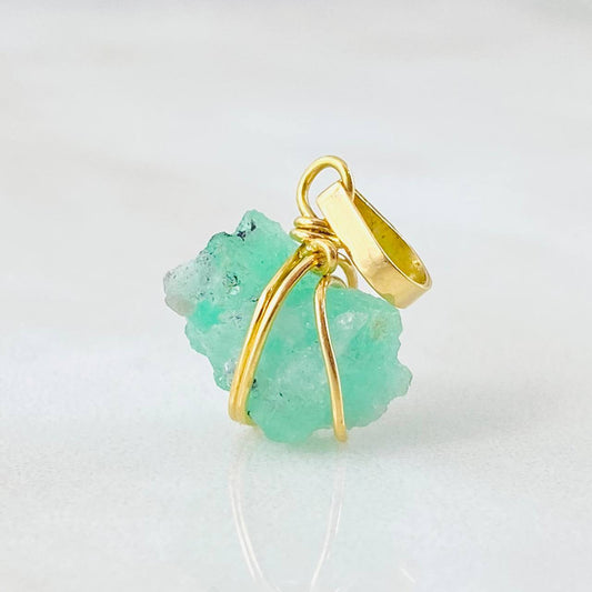 Dije Morralla Esmeralda Mediana Oro Amarillo 18K ©