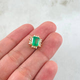 Dije Recuadro Tupido Esmeralda 1.62 Qts Diamantes 16pts 2.05gr / 1cm / Oro Amarillo 18K ©