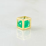 Dije Cubo Esmeralda 70pts 0.65gr / 0.6cm / Oro Amarillo 18K ©