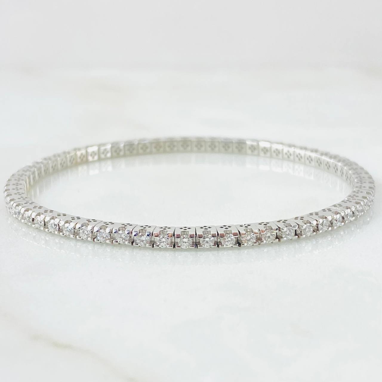 Pulso Tennis Articulado Diamantes 1.90 Qts 8.3gr / 18cm / Oro Blanco 18K ©