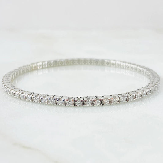 Pulso Tennis Articulado Diamantes 1.90 Qts 8.3gr / 18cm / Oro Blanco 18K ©